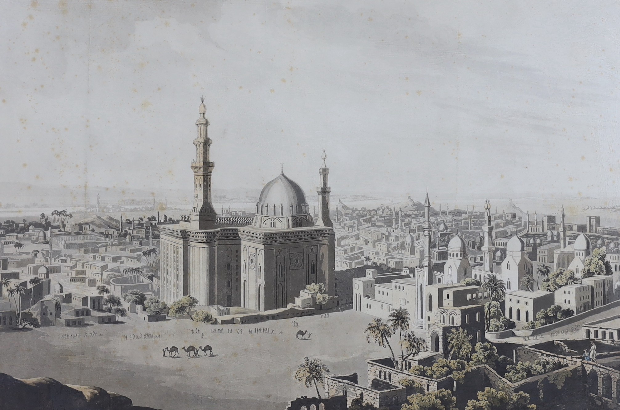 Havell after Henry Salt, coloured aquatint, View of Grand Cairo, number XXIII, visible sheet 51.5 x 71.5cm